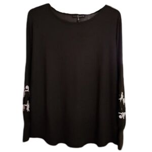 NWT‎ Fred David Black Knit Fleece Top Women's Plus Size 2X